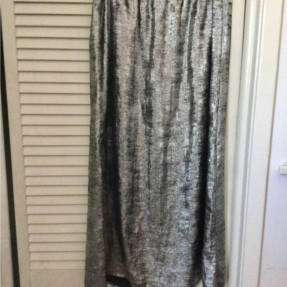 Metallic Silver Maxi Skirt